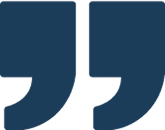 Blue quotation marks on black background